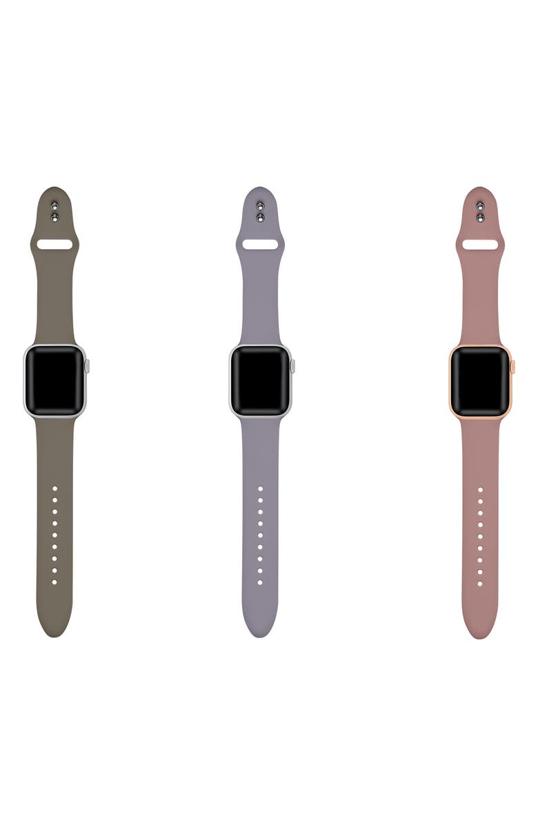 The Posh Tech Pack of 3 Silicone Watch Bands, Alternate, color, Mocha/ Rose/ Lilac