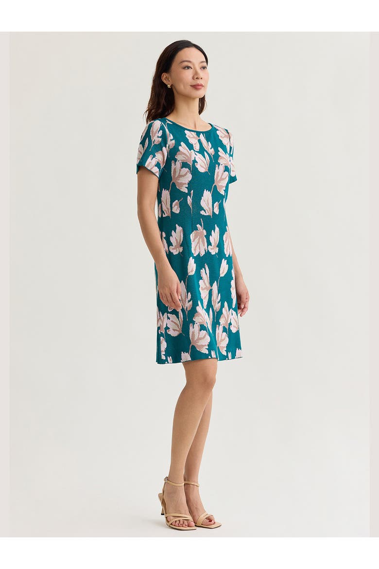 A-Line Floral Soft Knit Dress, Alternate, color, Spruce