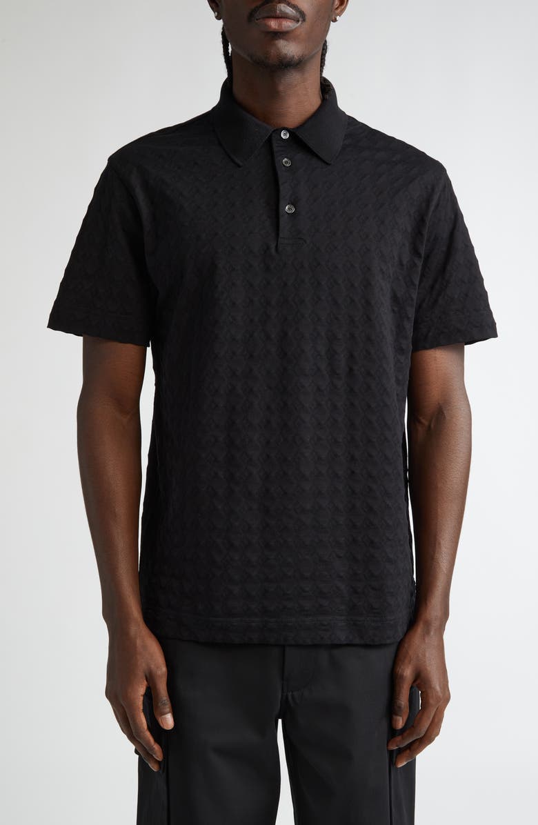 Givenchy Classic Fit Textured Cotton Polo, Main, color, Black