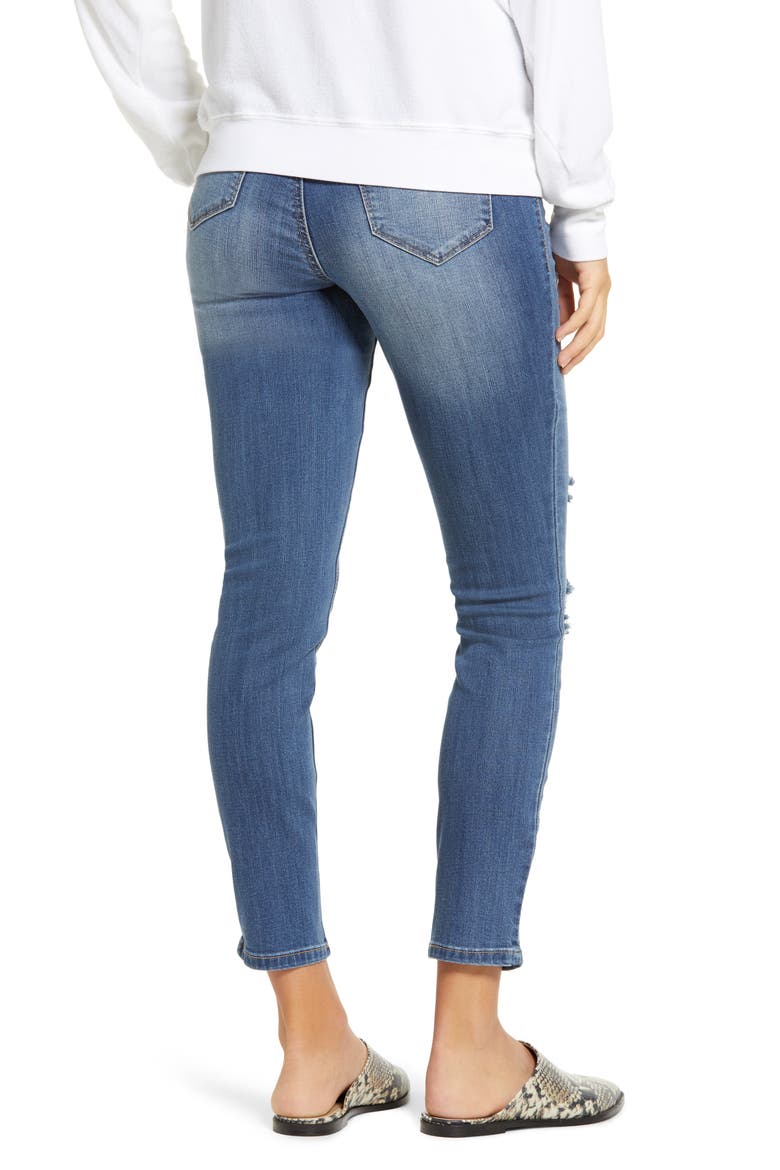 Maternity Chewed Hem Skinny Jeans, Alternate, color, LUCA