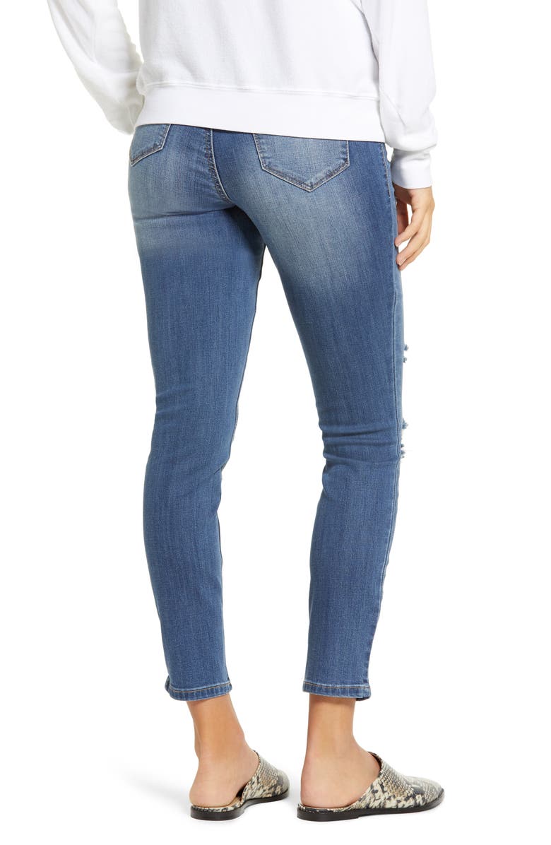 1822 Denim Maternity Chewed Hem Skinny Jeans, Alternate, color,