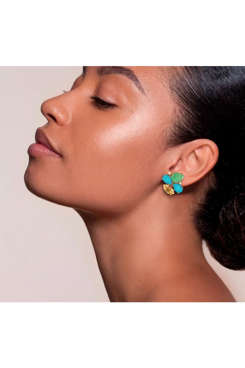 Honolulu Stud Earrings, Alternate, color, Blue & Green