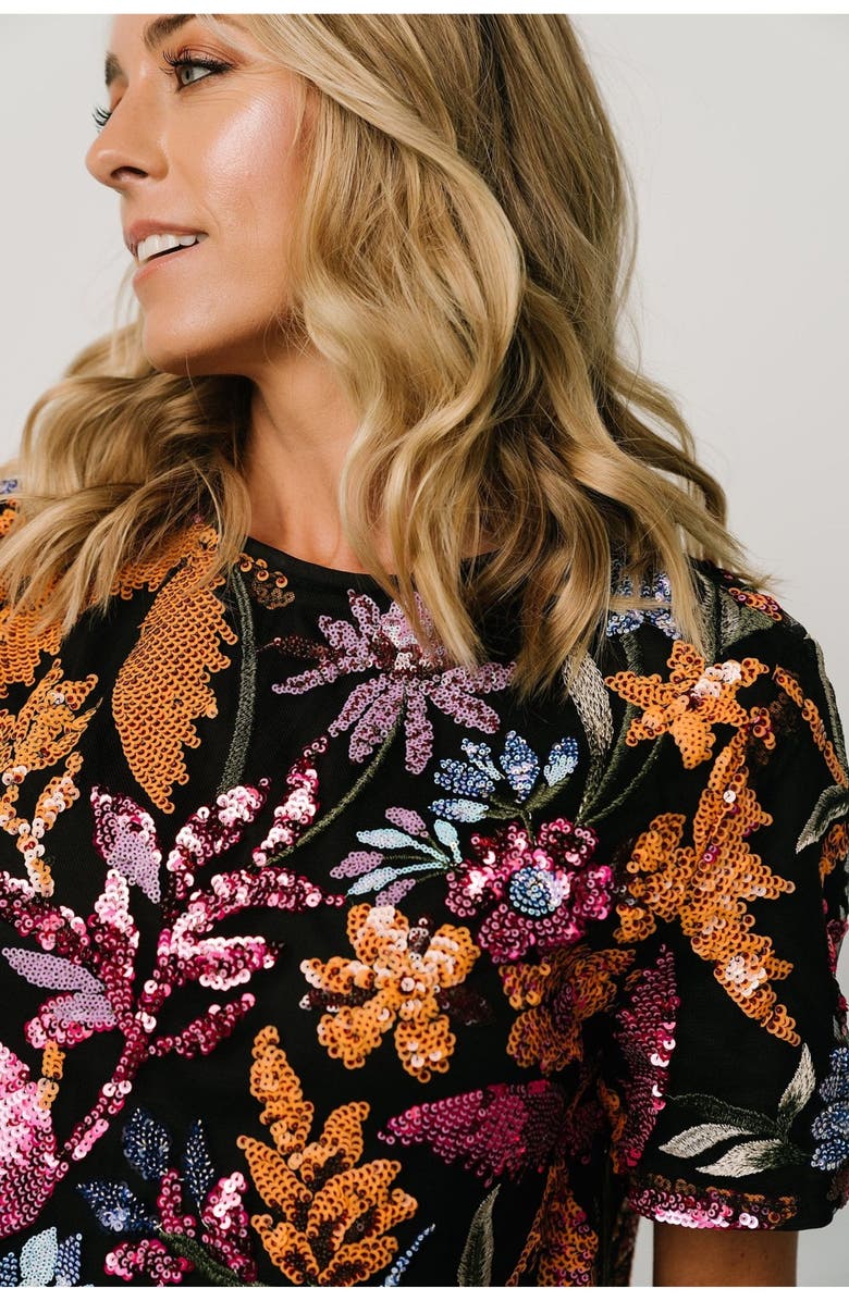 Baltic Børn Patricia Sequin Short Dress, Alternate, color, Black