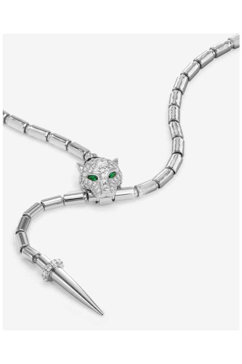 Jaguar Bolo Lariat Necklace, Alternate, color, SILVER-WHITE