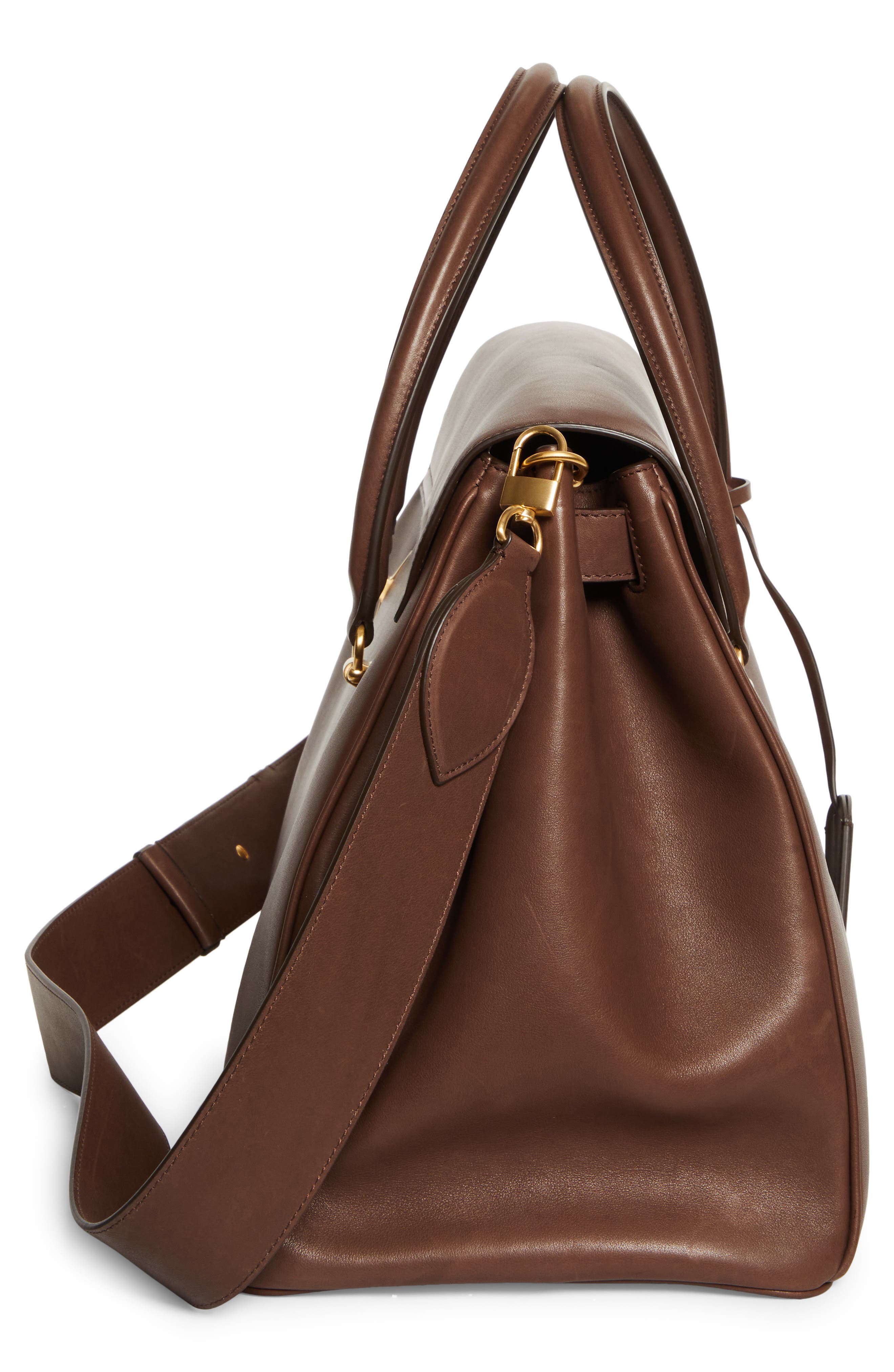 Thom Browne Mr. Thom Soft Pebble Leather Luggage Bag, Alternate, color, 