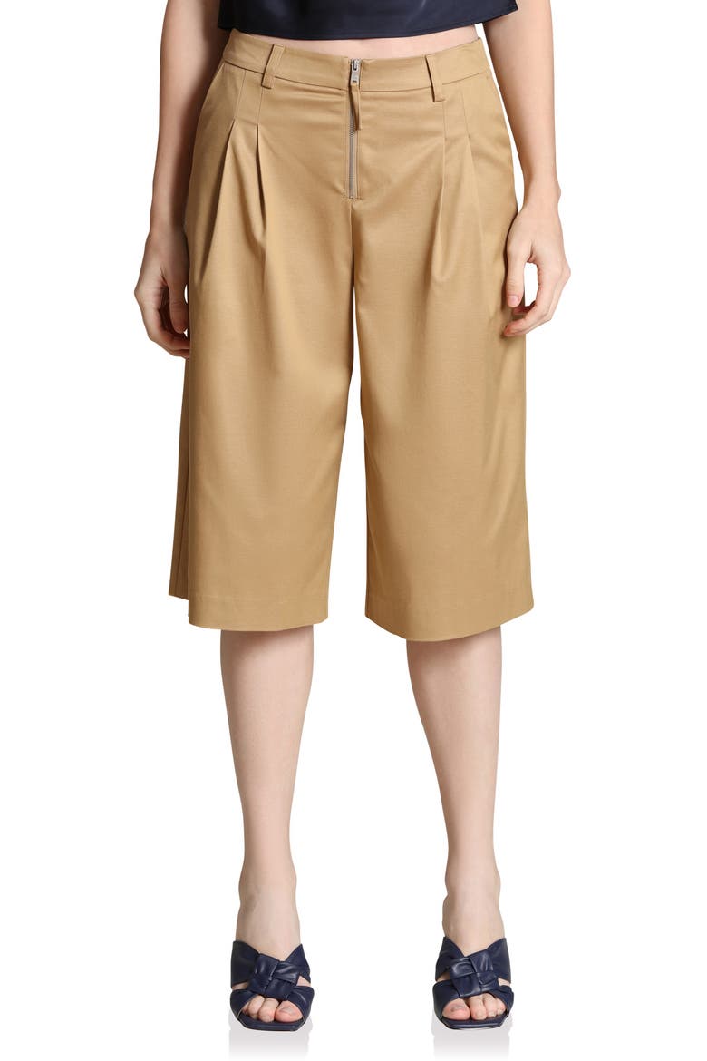 Pleat Front Shorts, Main, color, HONEY TAN