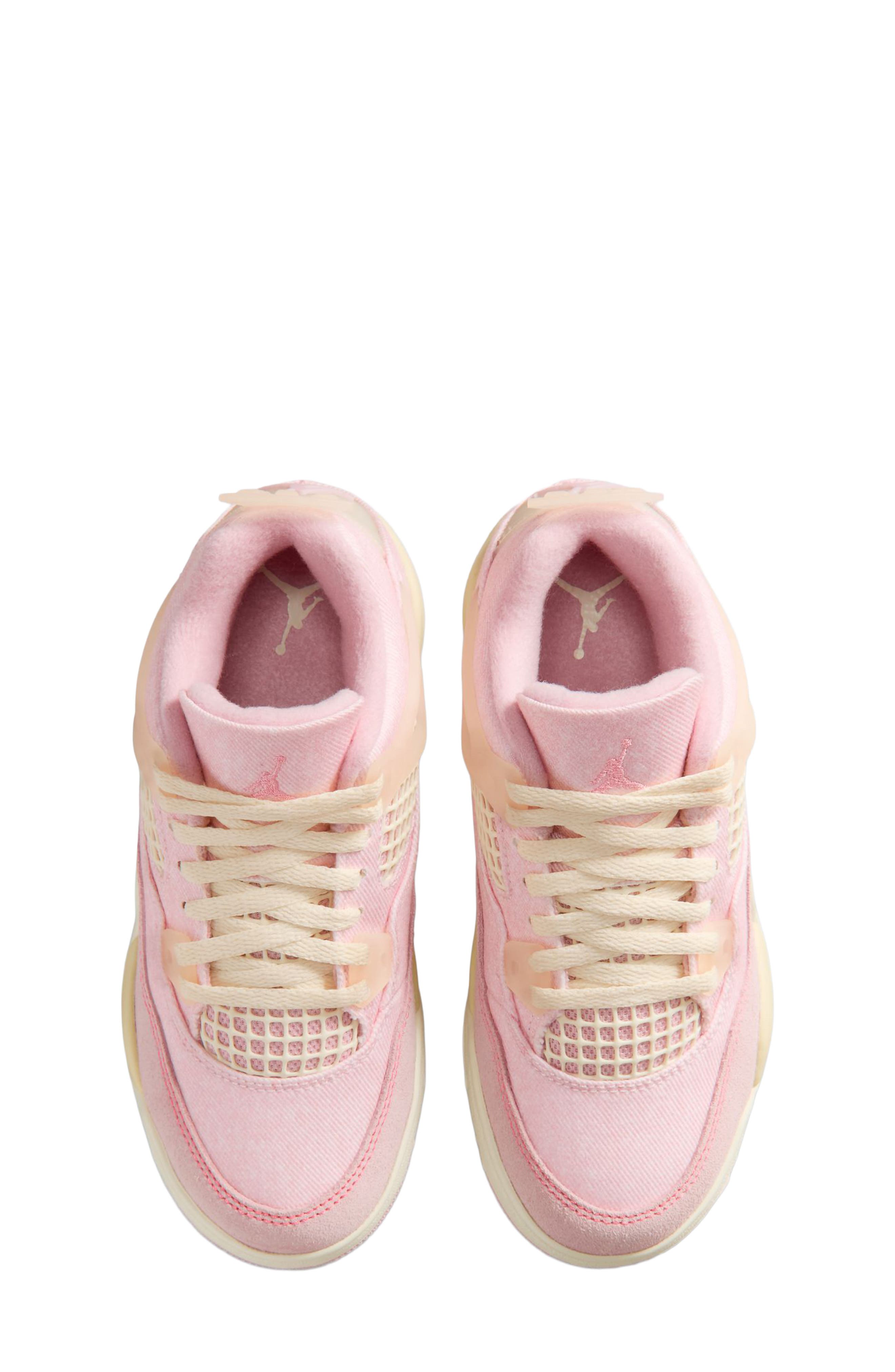 Jordan Kids' Jordan 4 Retro 'Worn Blue' Basketball Sneaker, Alternate, color, Pearl Pink/ Iced Carmine