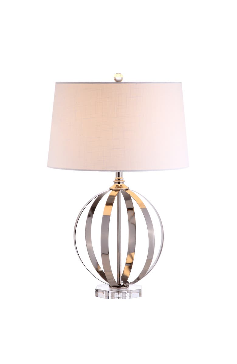 JONATHAN Y Logan 26" Metal Orb LED Table Lamp, Polished Nickel, Main, color, Polished Nickel/Clear