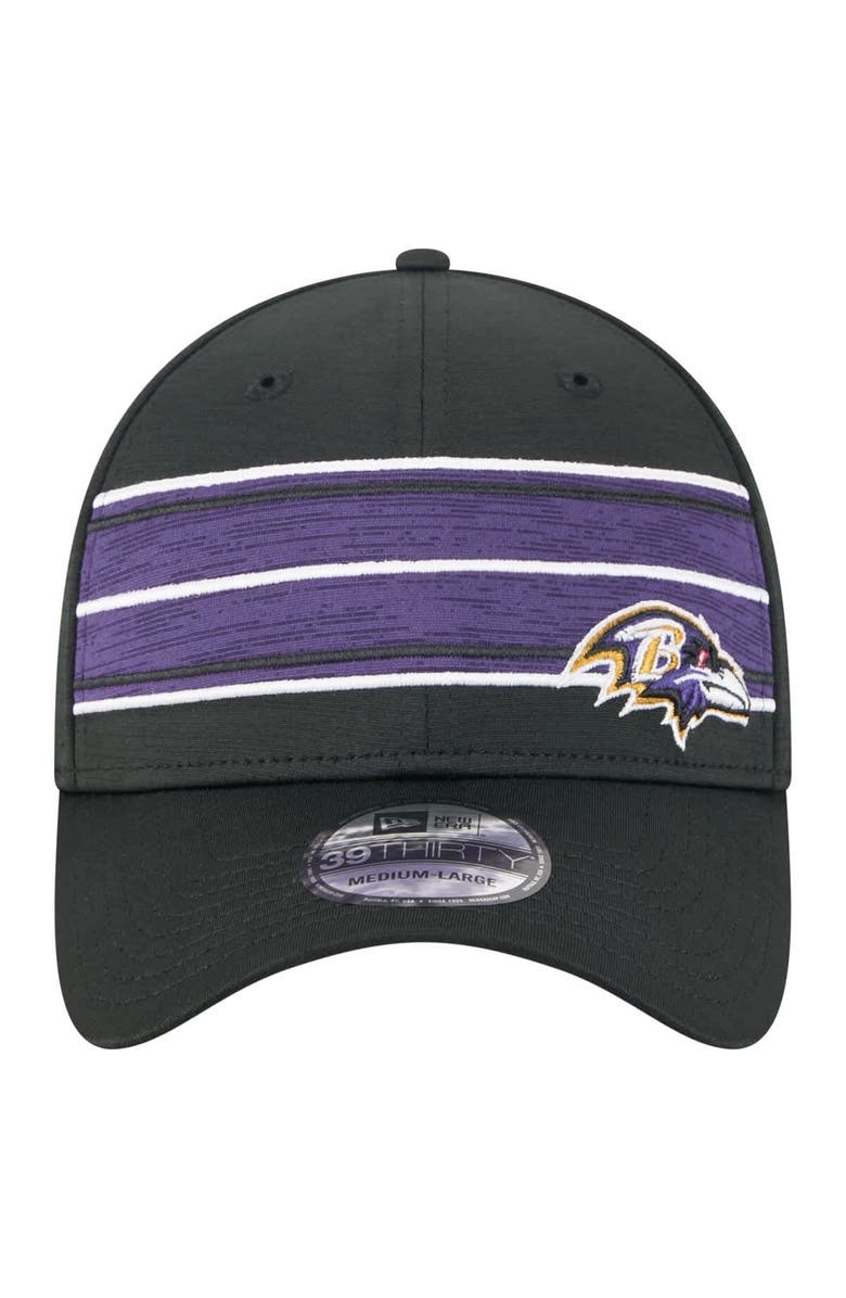 New Era Men's New Era  Black Baltimore Ravens Stripes 39THIRTY Flex Hat, Alternate, color, Black
