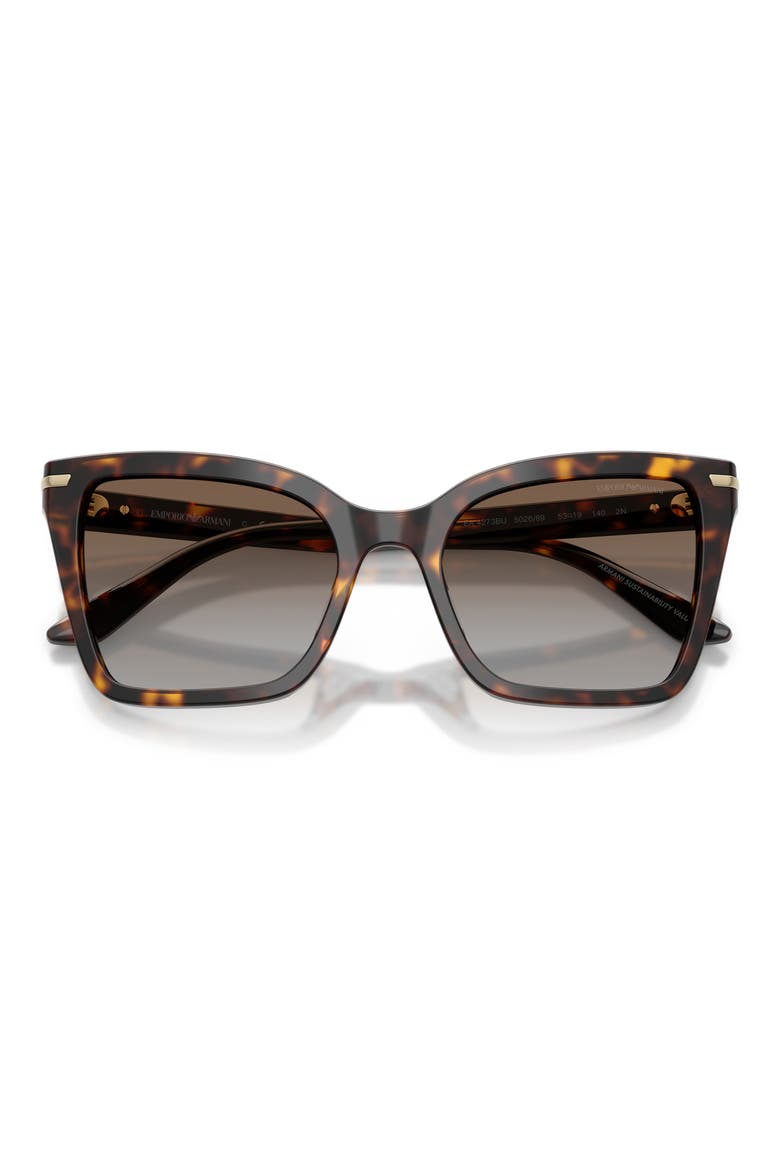 53mm Gradient Square Sunglasses, Alternate, color, SHINY HAVANA / GREY BROWN