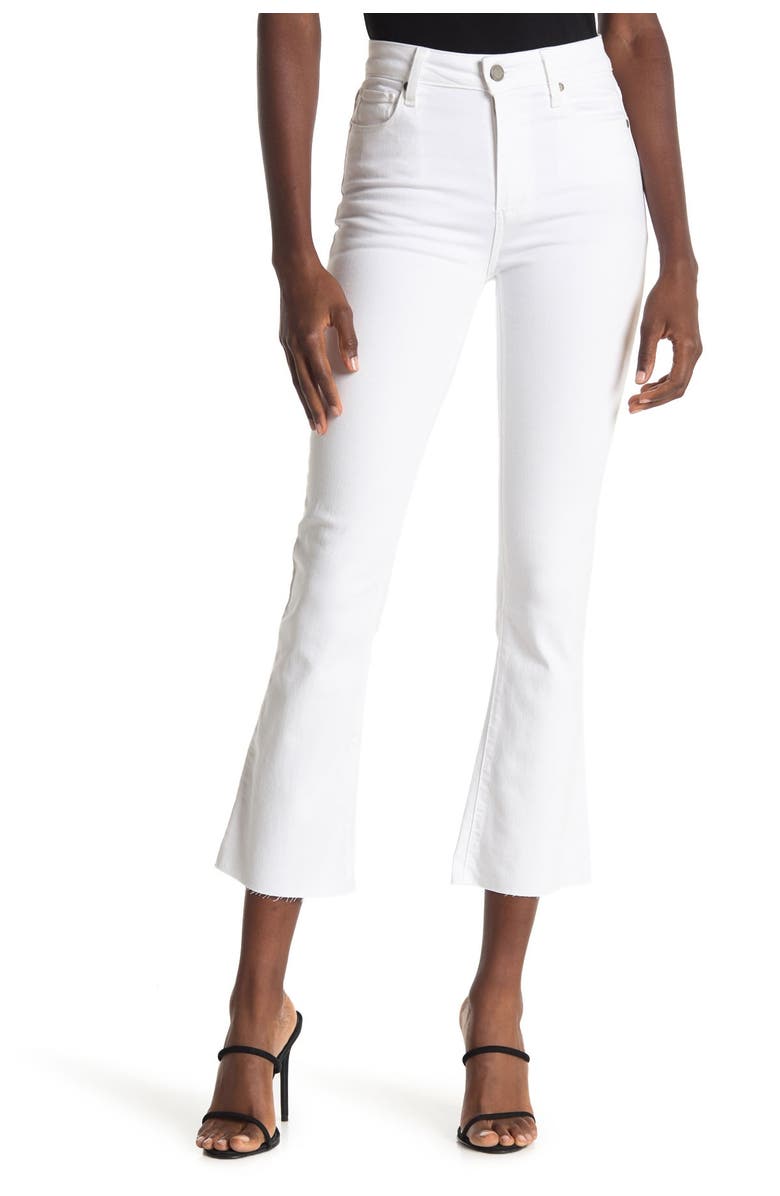 PAIGE Rory Crop Raw Hem Flare Jeans, Main, color, Optic White