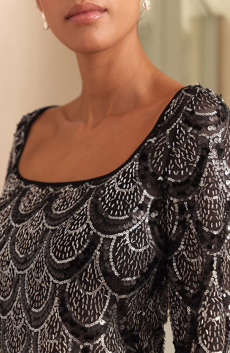 NEXT Sequin Geometric Top, Alternate, color, Black