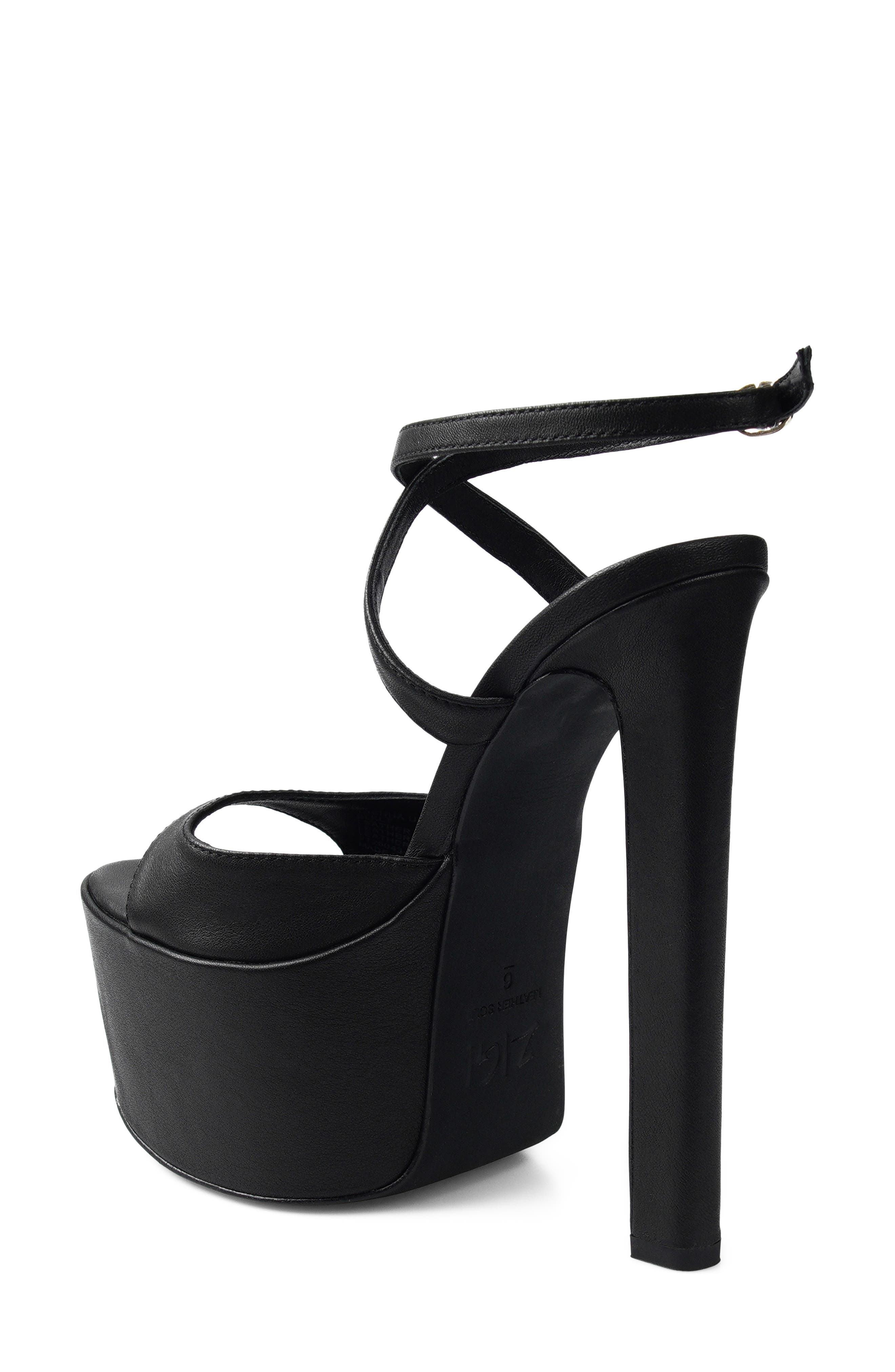 Ankle Strap Platform Sandal, Alternate, color, BLACK LEATHER