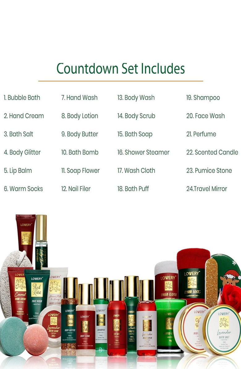 Lovery Limited Edition 24Pc Advent Calendar for Bath and Body, Alternate, color, NO COLOR