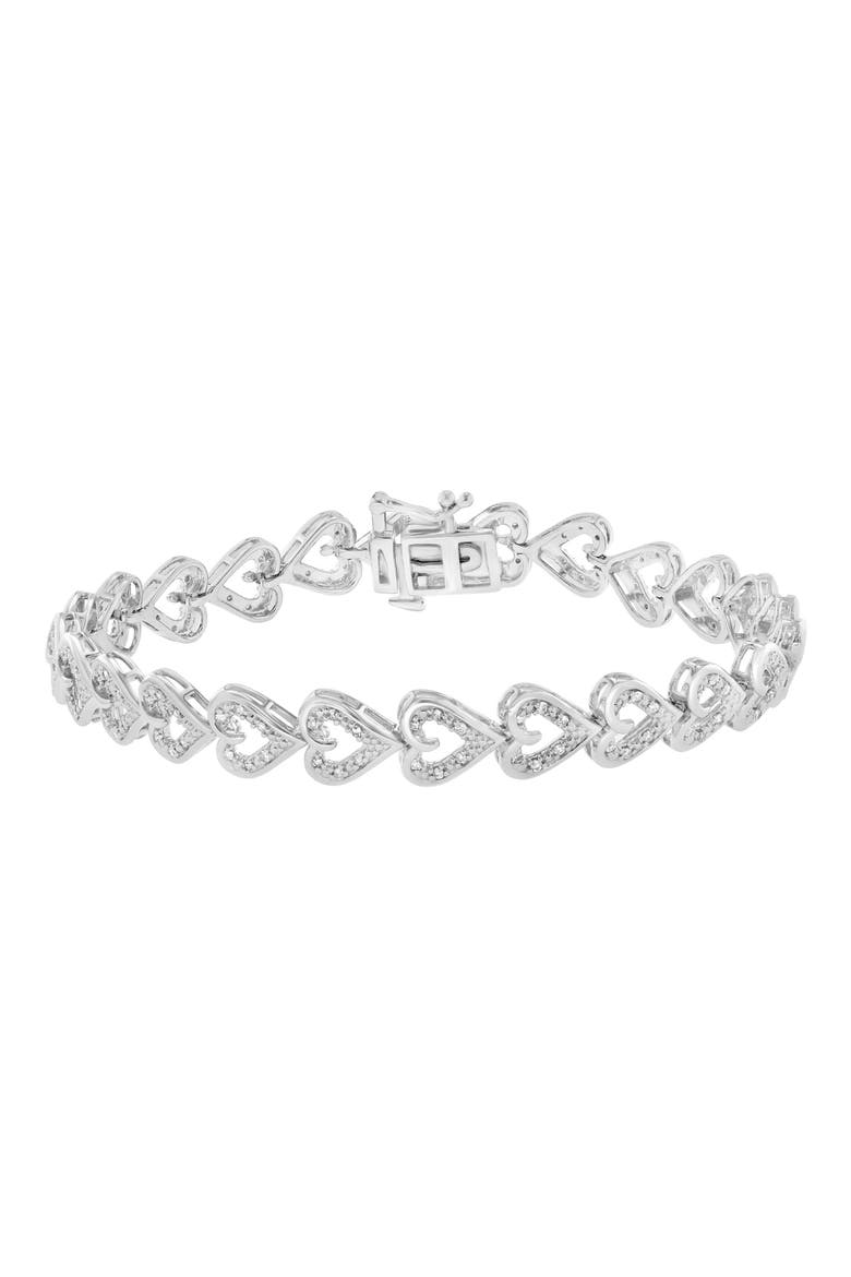 Diamond Heart Chain Bracelet, Main, color, WHITE