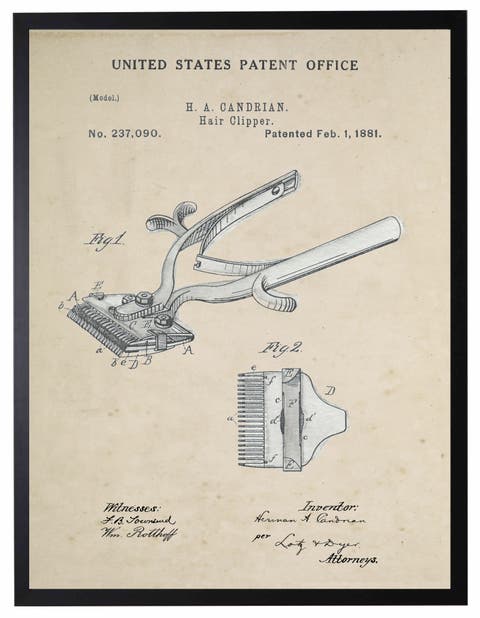 Hair Clipper Patent in Black Frame