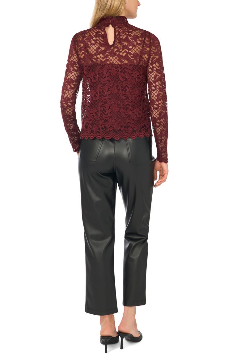 Lace Mock Neck Top, Alternate, color, MAUVE MARSALA