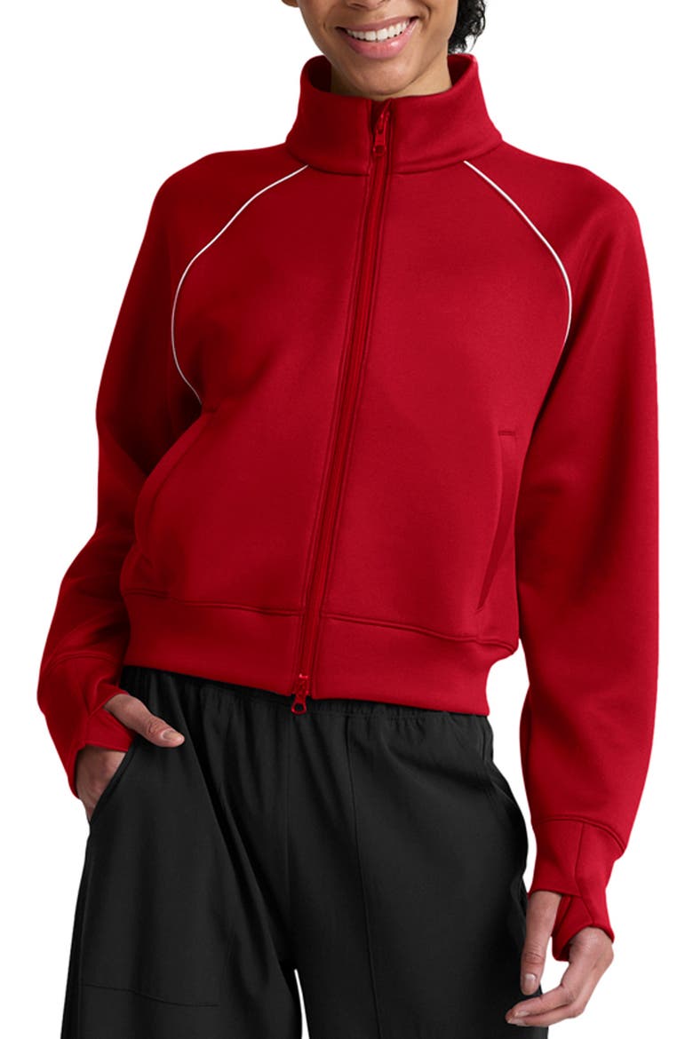 Piping Detail Bomber Jacket, Main, color, HOLLY RED
