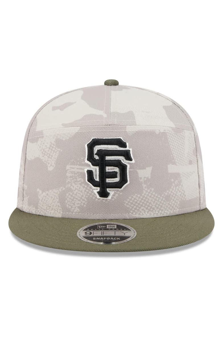 New Era Men's New Era Light Beige/Olive San Francisco Giants 2025 Armed Forces Day Split Panel 9FIFTY Snapback Hat, Alternate, color, 