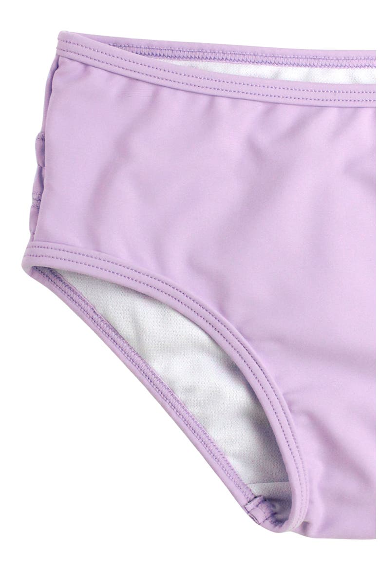 Fairytale Garden Long Sleeve Two-Piece Swimsuit & Headband Set, Alternate, color, PERIWINKLE