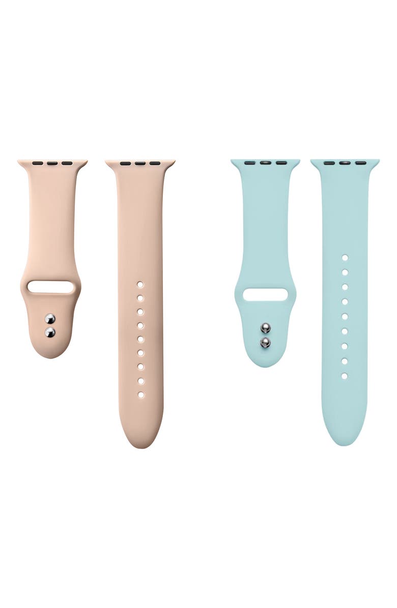 Posh Tech 2-Pack Silicone Watch Bands, Main, color, Light Pink/ Seafoam