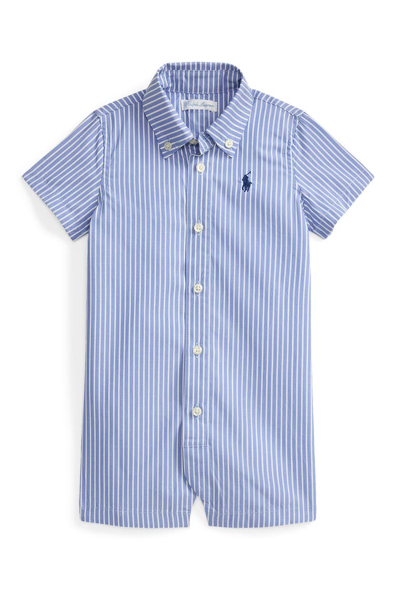 '50s Stripe Cotton Poplin Romper (Nordstrom Exclusive), Main, color, BLUE WHITE