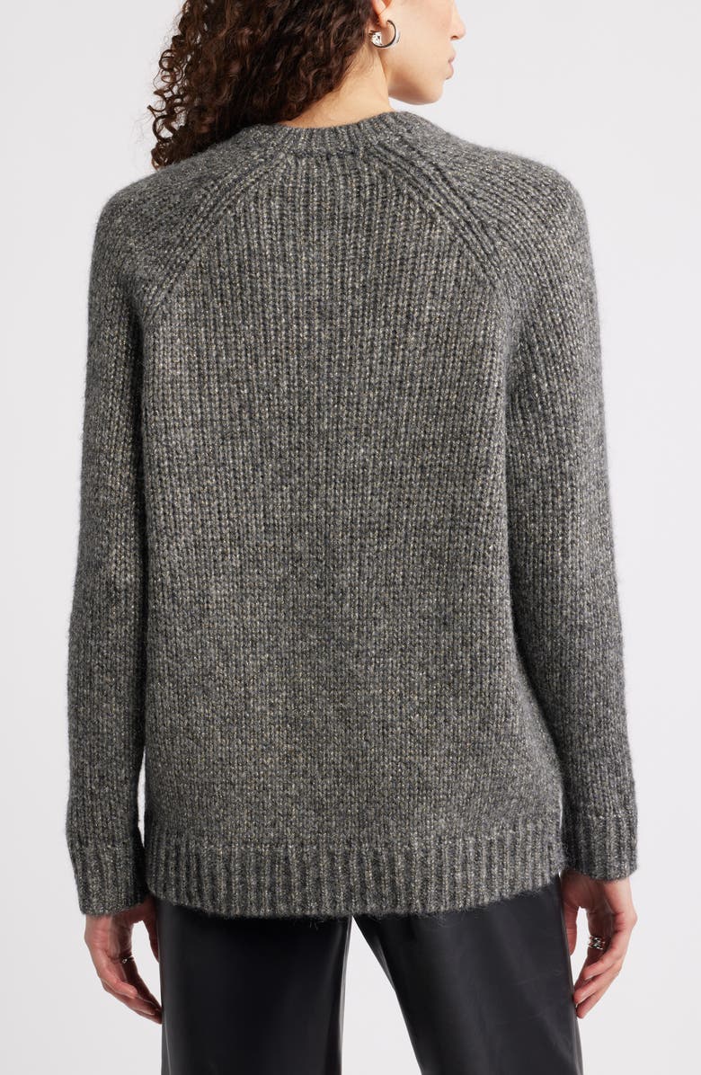 Nordstrom Sparkle V-Neck Sweater, Alternate, color, Grey Dk Heather Metallic Marl