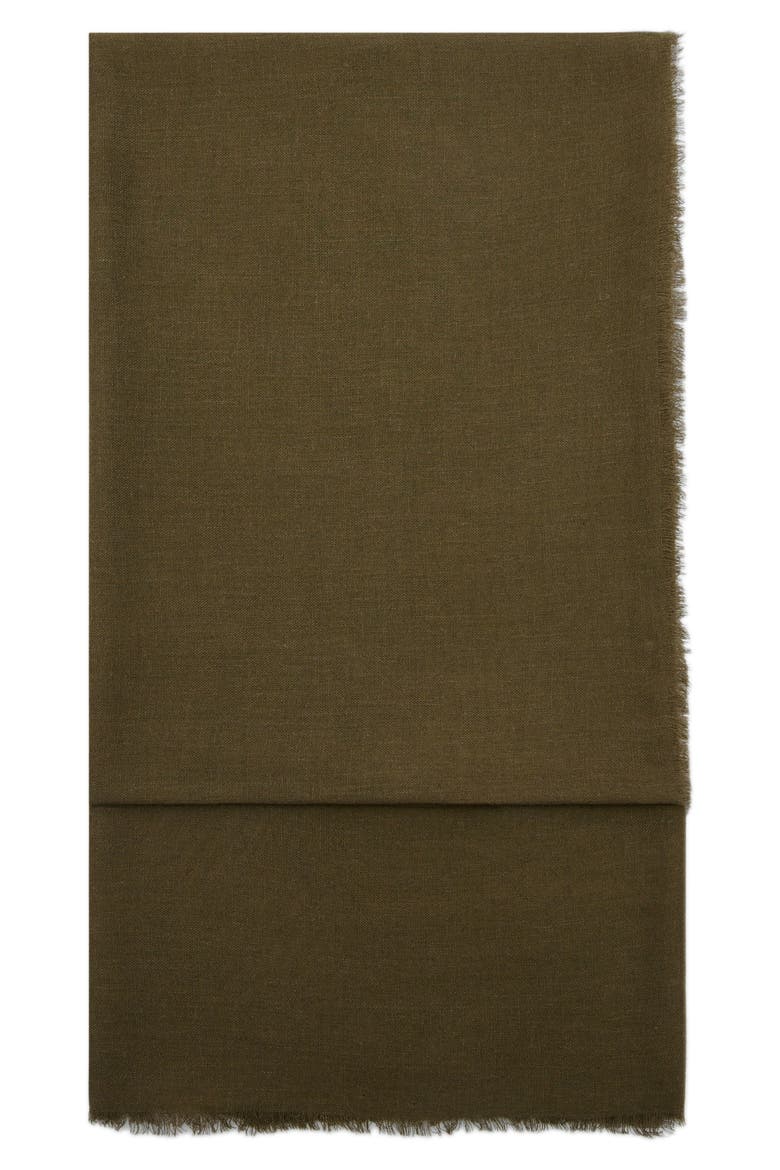 Frayed Edge Scarf, Main, color, KHAKI GREEN