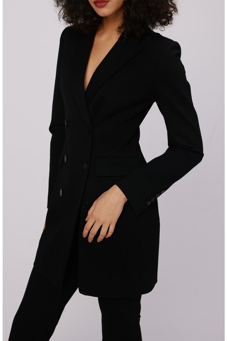 Virginia Double Breasted Long Jacket, Alternate, color, BLACK
