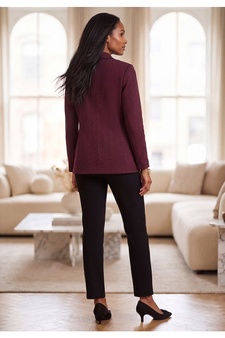 2 Piece Stretch Knit Duster Set, Alternate, color, RICH BURGUNDY HERRINGBONE