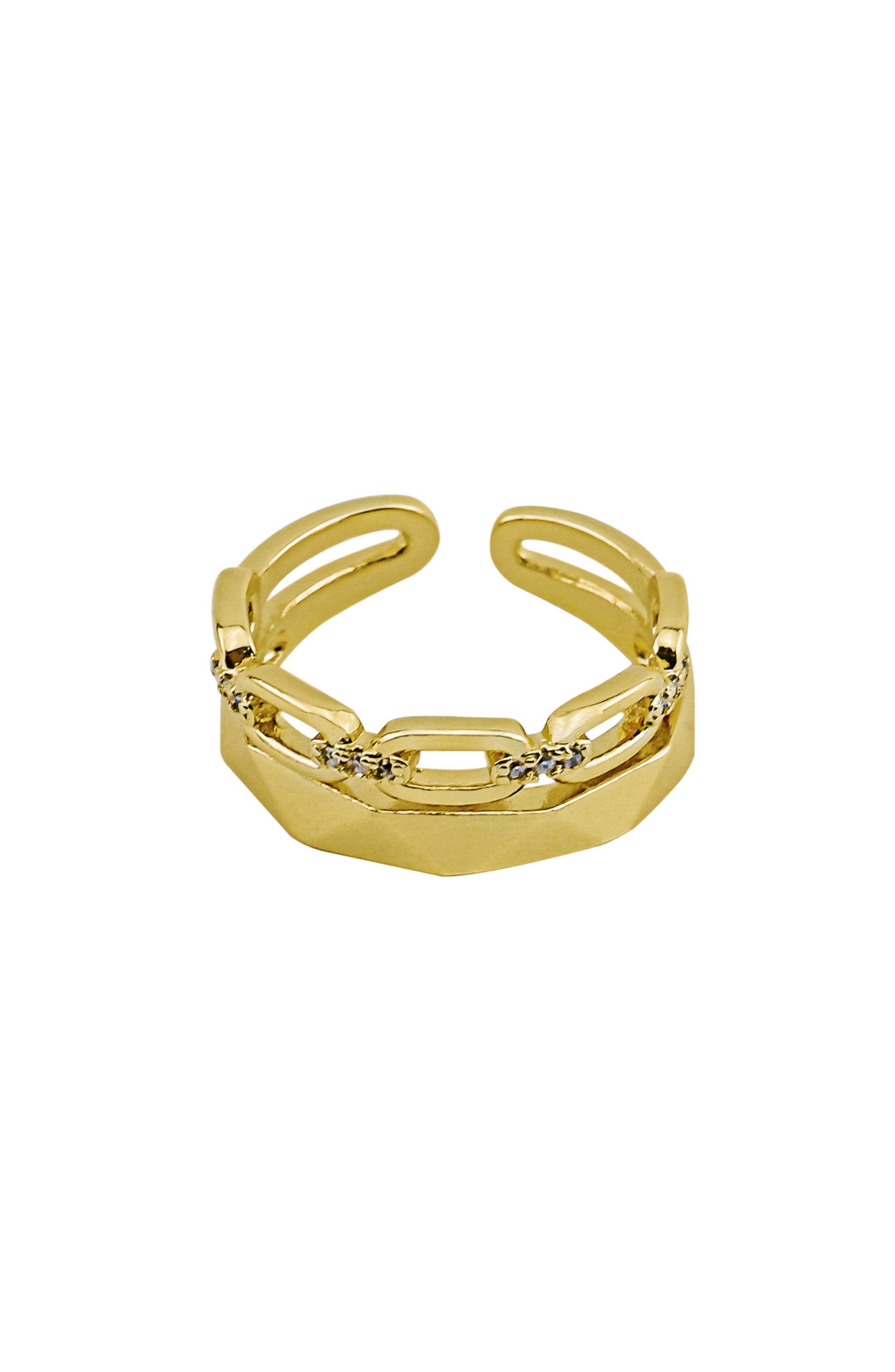 Panacea Crystal Link Open Band Ring