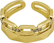 Panacea Crystal Link Open Band Ring