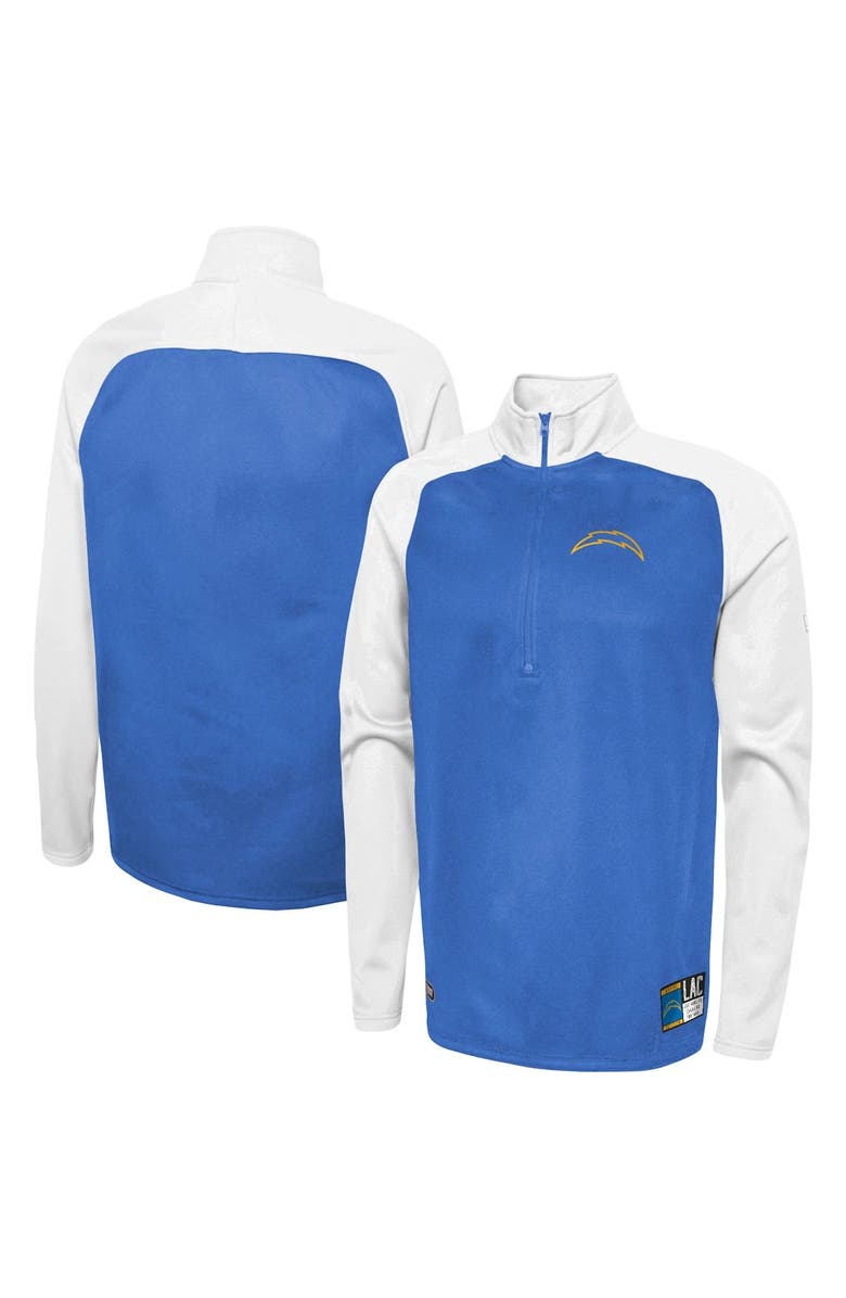 New Era Men's New Era Powder Blue Los Angeles Chargers Combine Authentic O-Line Raglan Half-Zip Jacket, Main, color, 