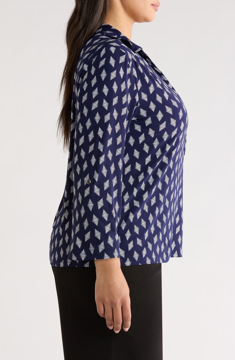 AK ANNE KLEIN Geometric Print Half Placket Shirt, Alternate, color, 