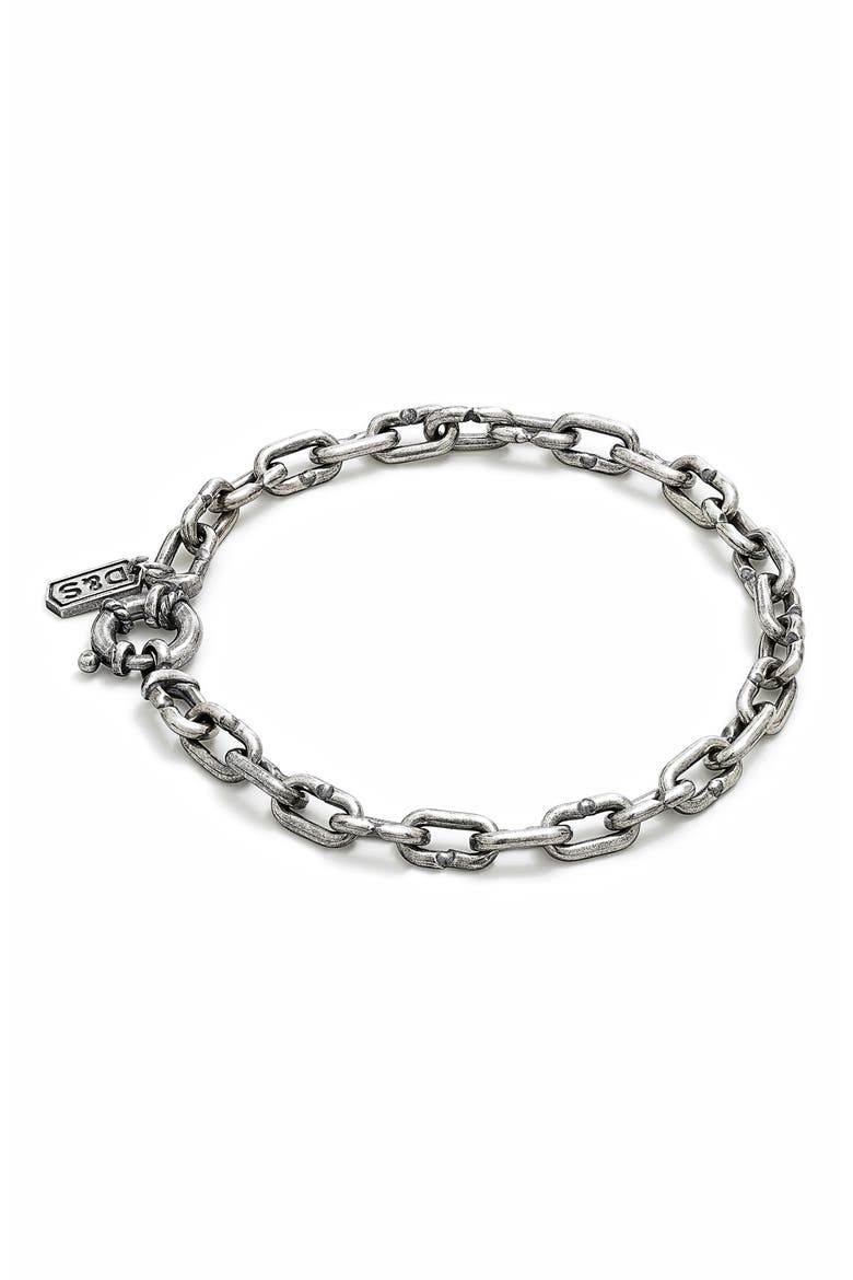 Men's Sterling Silver Lock Chain Bracelet, Main, color, SILVER