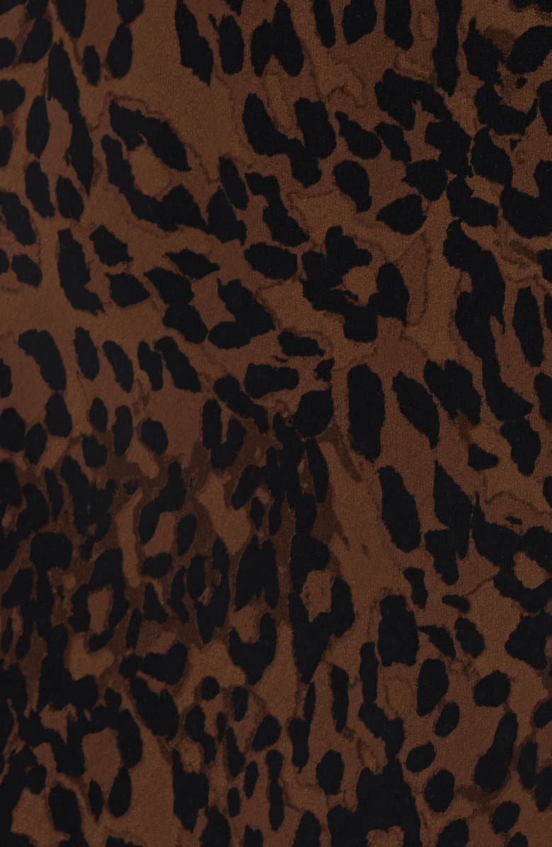 Rails Jazlyn Leopard Long Sleeve Satin Midi Shirtdress, Alternate, color, Ginger Spotted