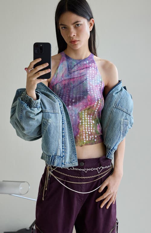 Desigual Baggy Zipper Pants In Purple