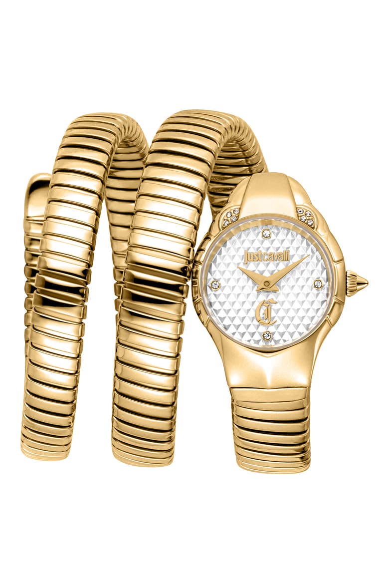 Aria Snake Wraparound Bracelet Watch, 22.5mm x 32.5mm, Main, color, GOLD
