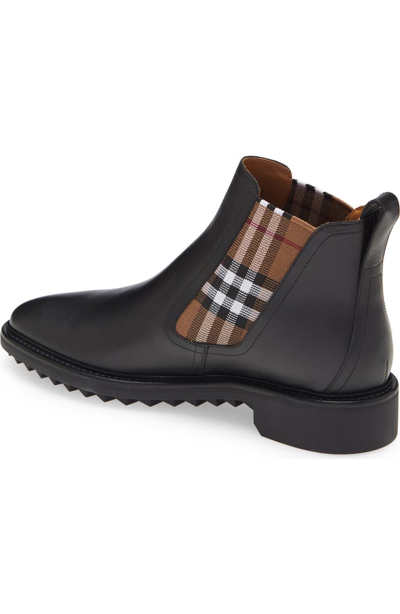 Burberry Allostock Check Chelsea Boot, Alternate, color, Black/ Birch Brown