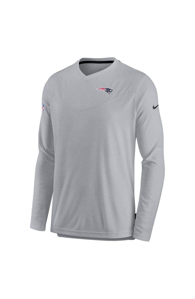 Nike Men's Nike Gray New England Patriots Sideline Coach Chevron Lock Up Long Sleeve V-Neck Performance T-Shirt, Alternate, color, 