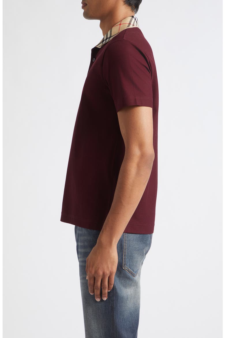 Evan Check Collar Cotton Piqué Polo, Alternate, color, VINEYARD RED