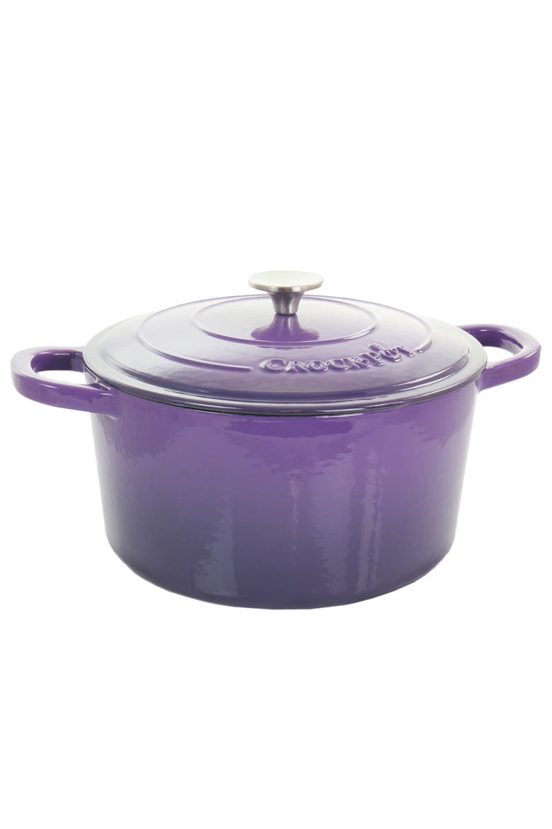 2 Piece 7 Quart Enameled Cast Iron Dutch Oven with Lid, Alternate, color, Purple