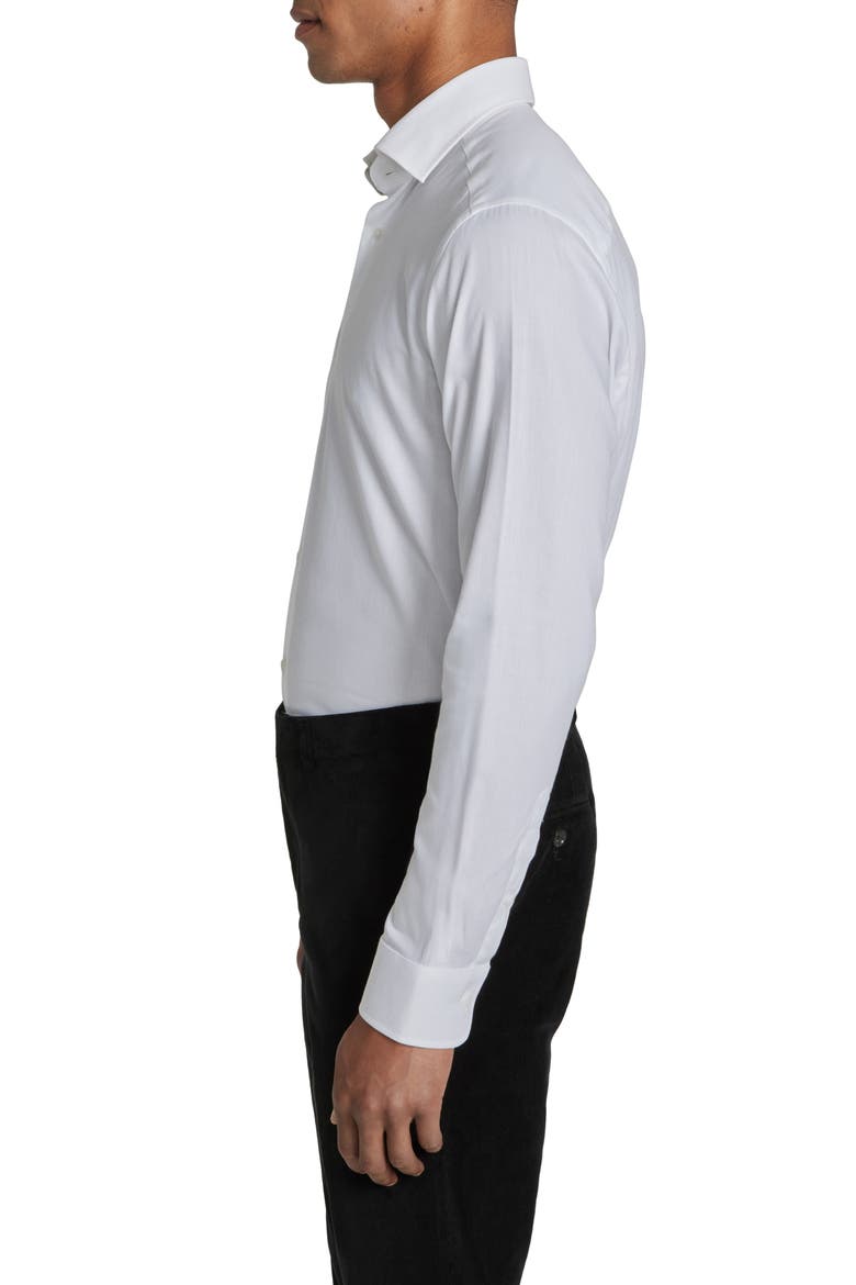 Aurelio Cotton & Silk Blend Dress Shirt, Alternate, color, WHITE