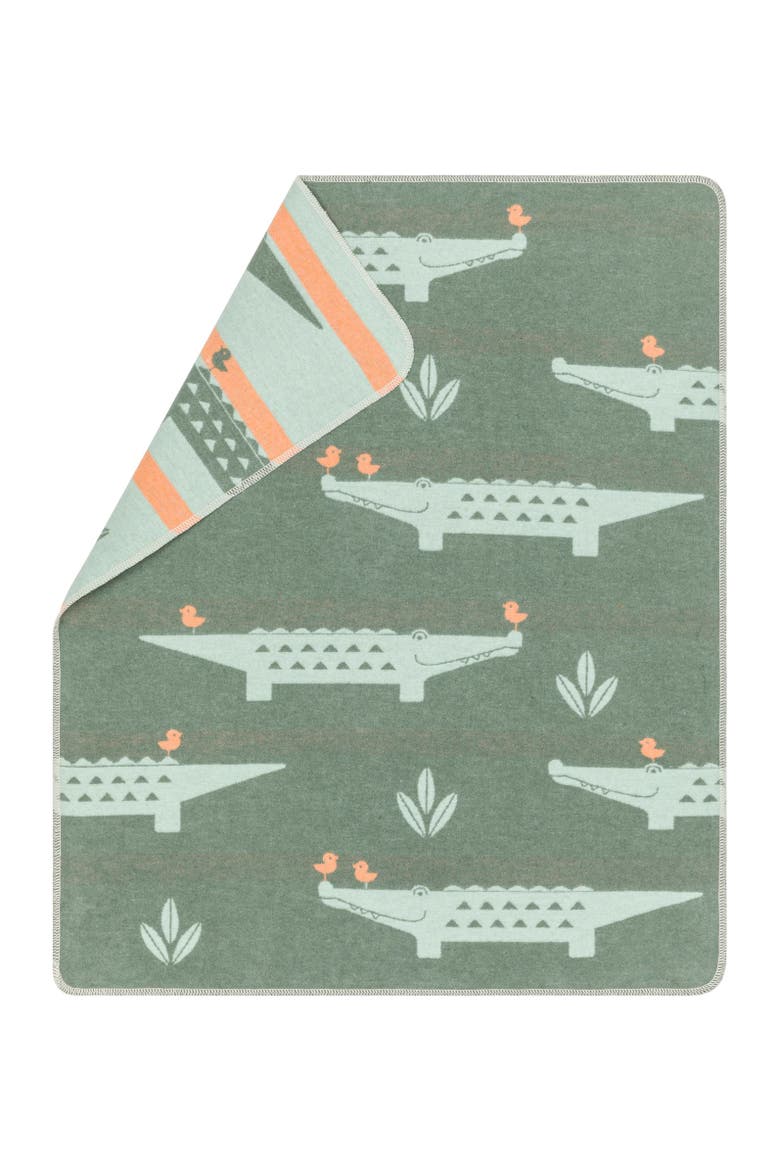 Juwel Crocodiles Allover Baby Blanket, Main, color, Green
