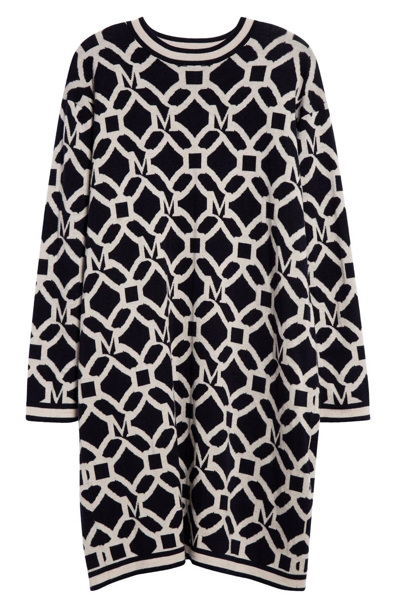 Max Mara Tolosa Logo Graphic Long Sleeve Wool 
Cashmere Sweater Dress, Alternate, color, 
