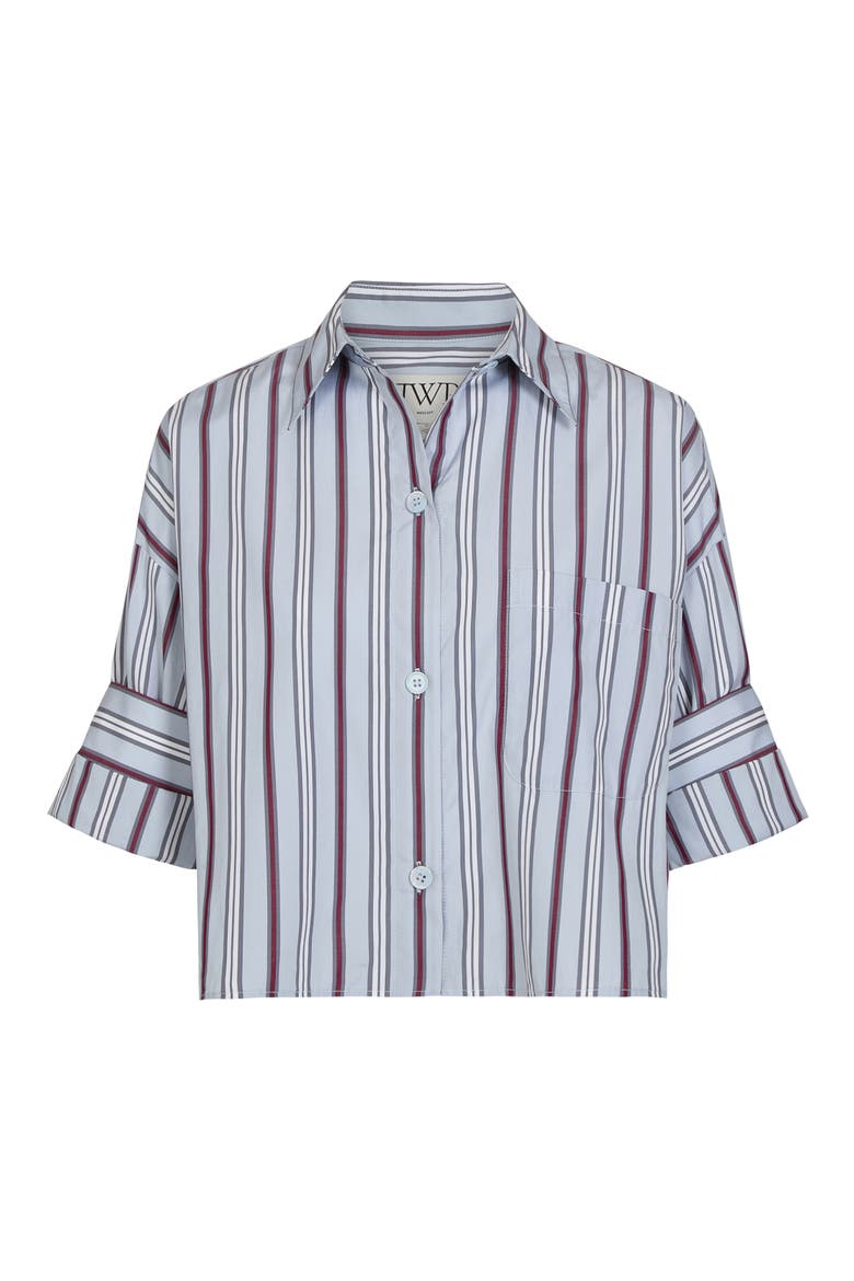 Next Stripe Cropped Cotton Shirt, Alternate, color, LIGHT GREY MULTI