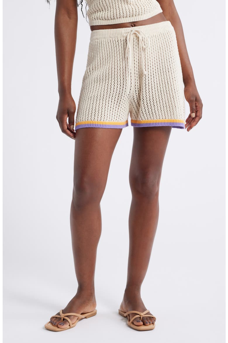 Cala Vadella Crochet Shorts, Main, color, OFF WHITE