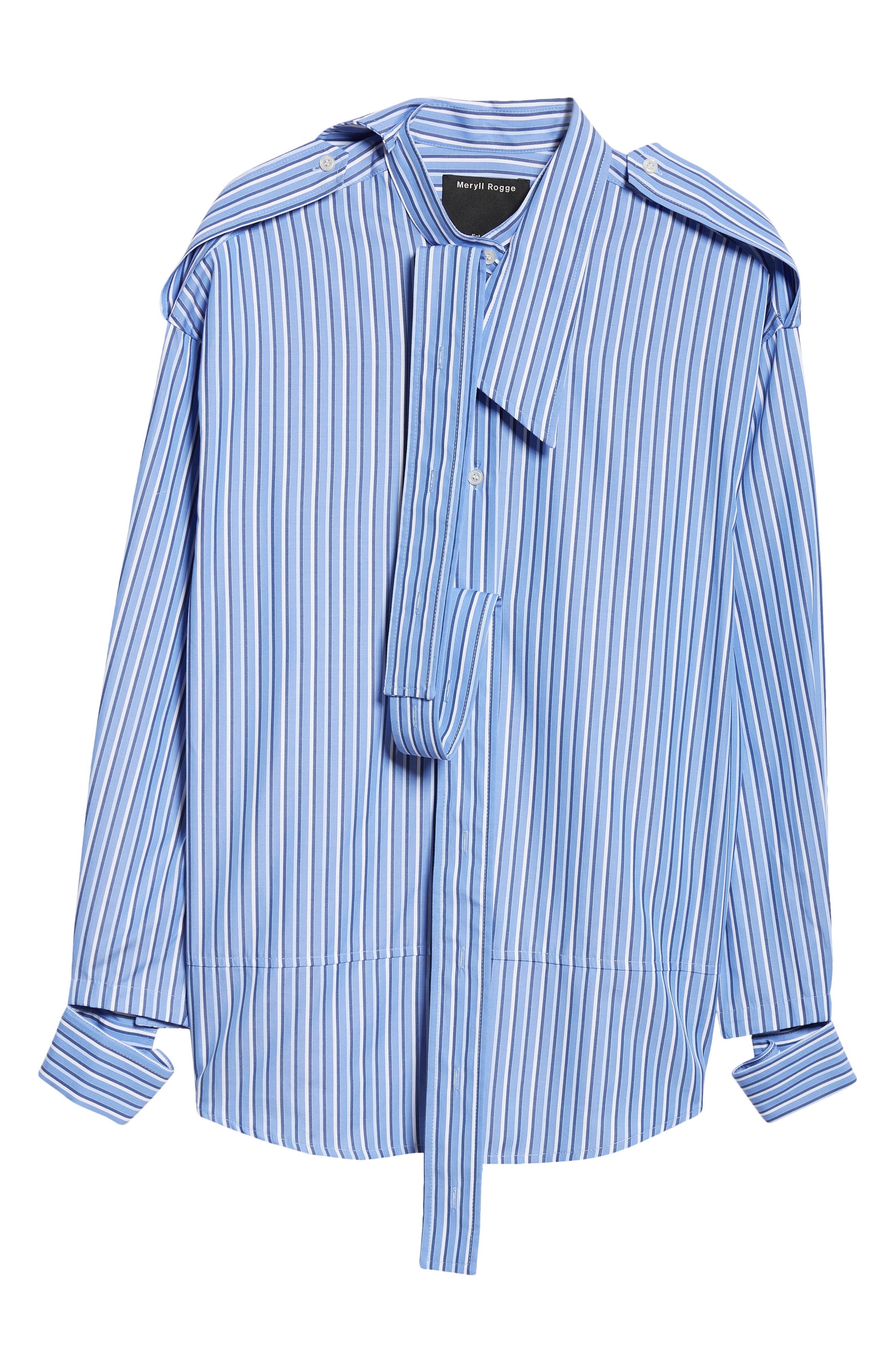 Deconstructed Stripe Asymmetric Cotton Button-Up Shirt (Women
