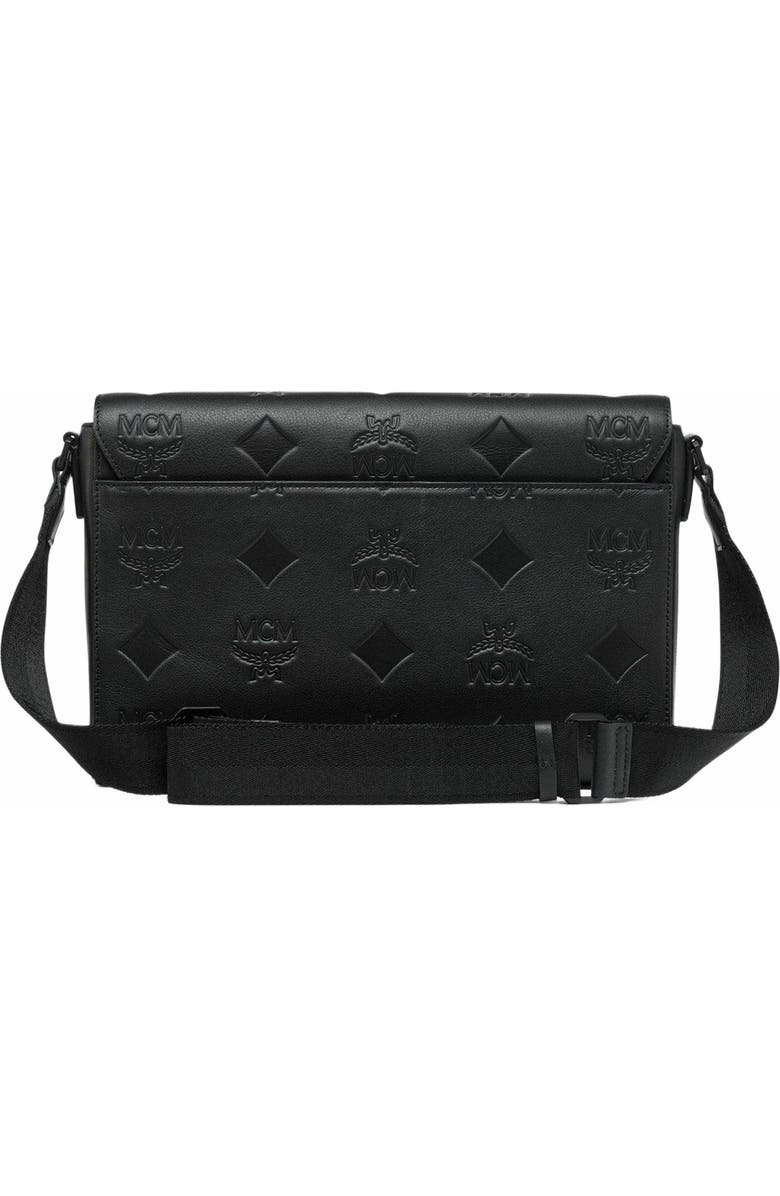 MCM Klassik Messenger in Maxi Monogram Leather, Alternate, color, Black