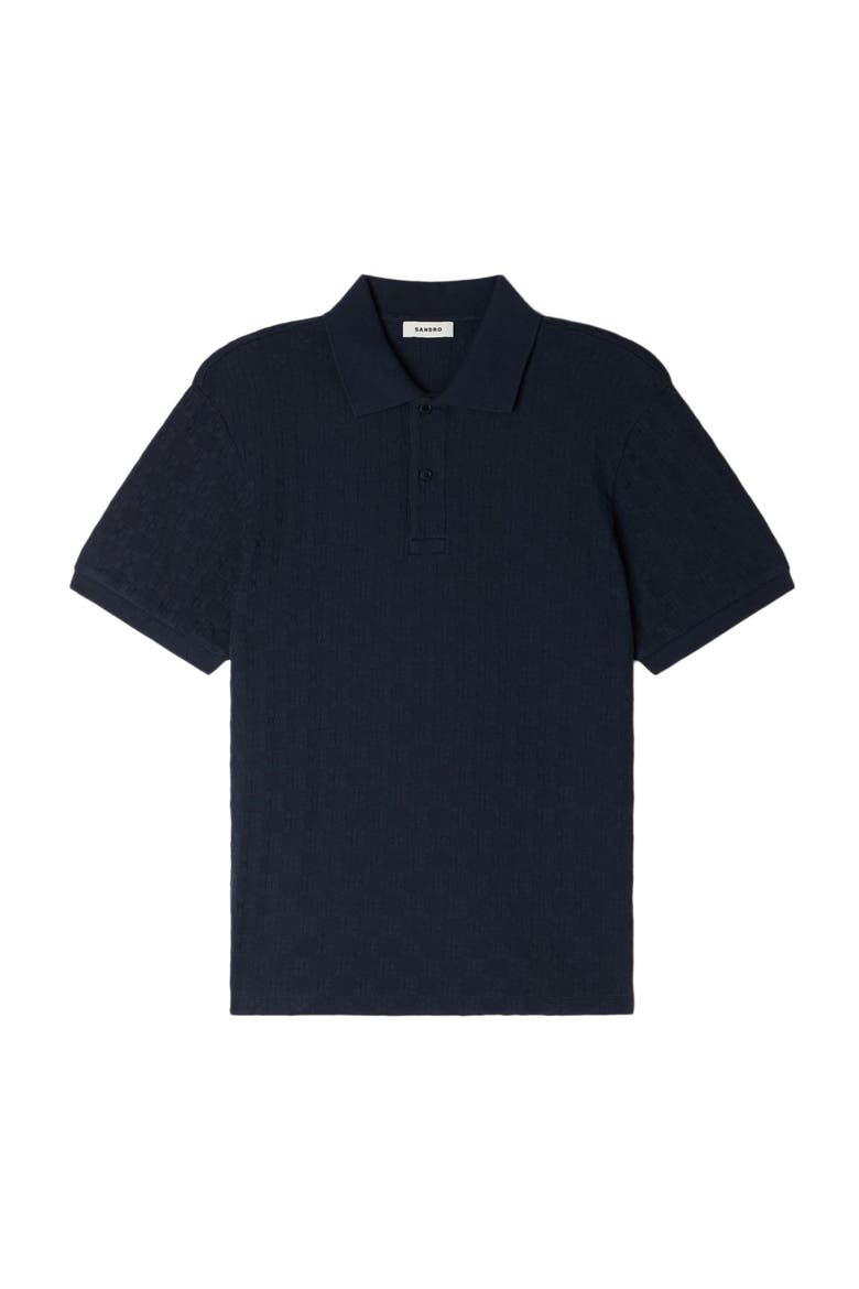 Square Cross jacquard polo shirt, Alternate, color, Midnight blue